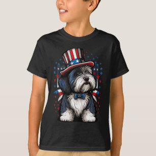 Of July Patriotic Bearded Collie Dog Us Flag T-Shirt