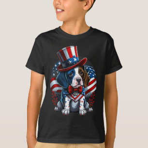 Of July Patriotic English Pointer Dog Us Flag  T-Shirt