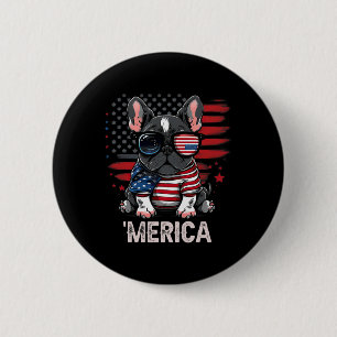 Of July Patriotic Frenchie Dog Merica  6 Cm Round Badge
