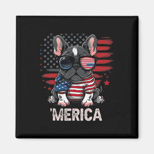 Of July Patriotic Frenchie Dog Merica Magnet