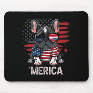 Of July Patriotic Frenchie Dog Merica  Mouse Pad