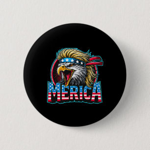 Of July Patriotic Funny Eagle July 4th Usa Merica 6 Cm Round Badge