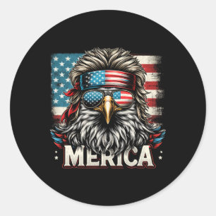 Of July Patriotic Funny Eagle July 4th Usa Merica Classic Round Sticker