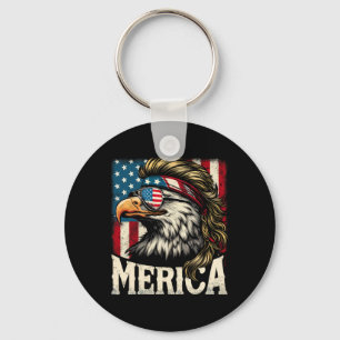 Of July Patriotic Funny Eagle July 4th Usa Merica Key Ring