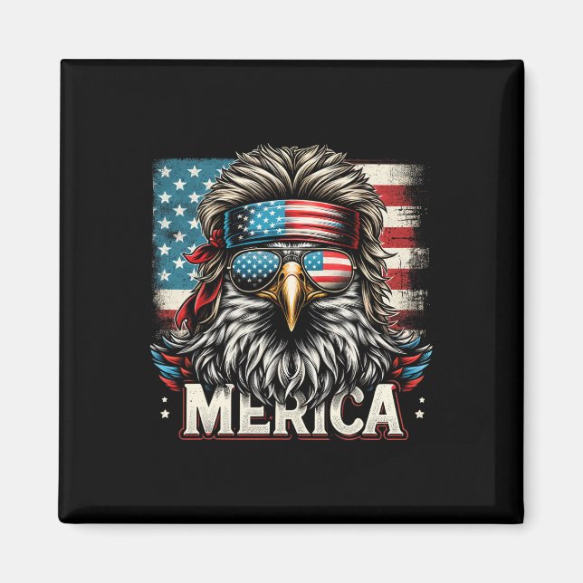 Of July Patriotic Funny Eagle July 4th Usa Merica  Magnet (Front)