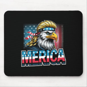 Of July Patriotic Funny Eagle July 4th Usa Merica Mouse Pad