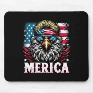 Of July Patriotic Funny Eagle July 4th Usa Merica Mouse Pad
