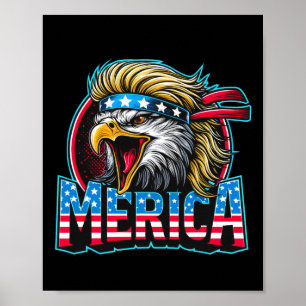 Of July Patriotic Funny Eagle July 4th Usa Merica  Poster