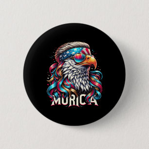 Of July Patriotic Funny Eagle July 4th Usa Murica 6 Cm Round Badge