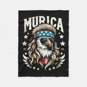 Of July Patriotic Funny Eagle July 4th Usa Murica Fleece Blanket