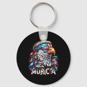 Of July Patriotic Funny Eagle July 4th Usa Murica Key Ring