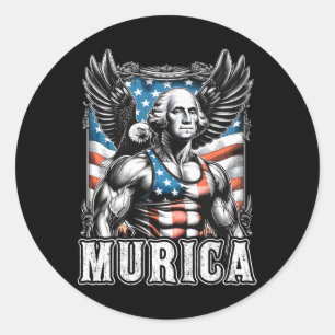 Of July Patriotic Funny George Washington July 4th Classic Round Sticker
