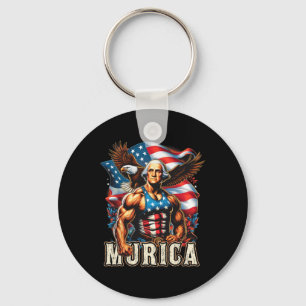 Of July Patriotic Funny George Washington July 4th Key Ring