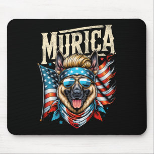 Of July Patriotic Funny German Shepherd July 4th U Mouse Pad