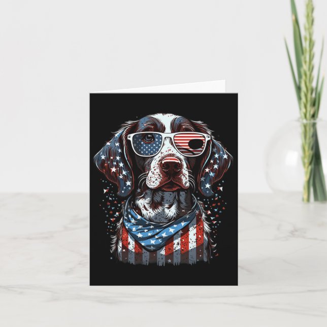Of July Patriotic German Shorthaired Pointer Dog U Card (Front)