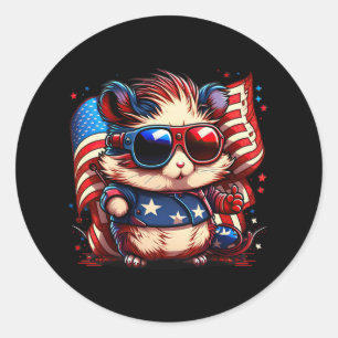 Of July Patriotic Hamster Us Flag  Classic Round Sticker