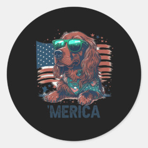 Of July Patriotic Irish Setter Dog Merica Classic Round Sticker