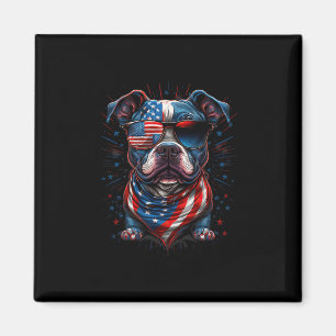 Of July Patriotic Staffordshire Bull Terrier Dog U Magnet