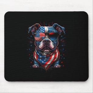 Of July Patriotic Staffordshire Bull Terrier Dog U Mouse Pad