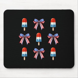 Of July Popsicle Bows Coquette American Flag Patri Mouse Pad