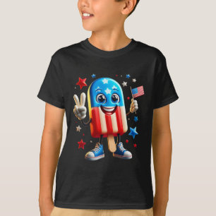 Of July Popsicle Usa Flag Patriotic Front And Back T-Shirt