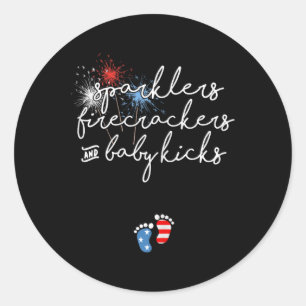 Of July Pregnancy Announcement  Classic Round Sticker