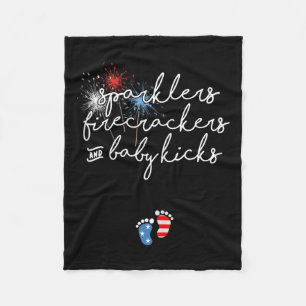 Of July Pregnancy Announcement Fleece Blanket