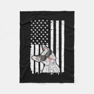 Of July Quote For A Patriotic Frenchie Owner Fleece Blanket
