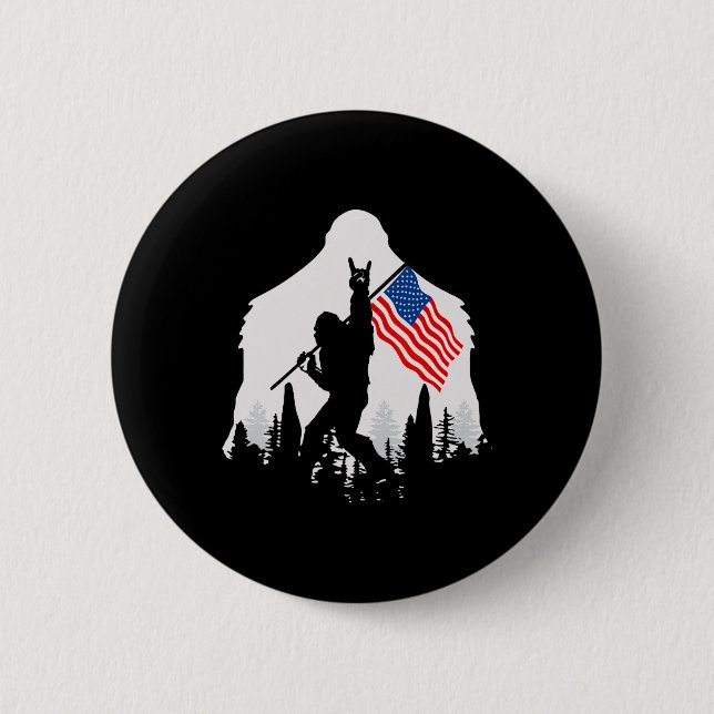 Of July Shirt Bigfoot Sasquatch Usa American Flag  6 Cm Round Badge (Front)