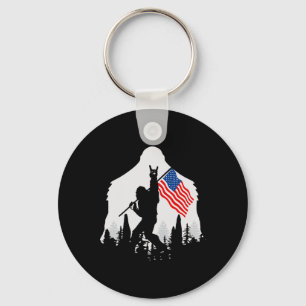 Of July Shirt Bigfoot Sasquatch Usa American Flag  Key Ring