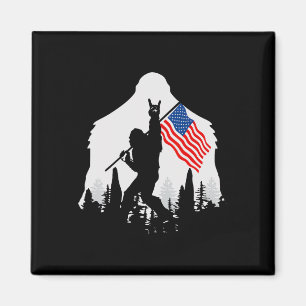 Of July Shirt Bigfoot Sasquatch Usa American Flag  Magnet