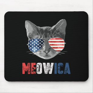 Of July Shirt Meowica American Flag Cat Mouse Pad