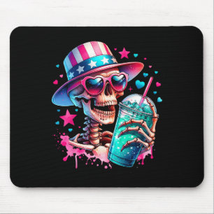 Of July Skeleton Retro Trendy Mum Skull Mama Life  Mouse Pad