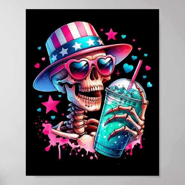 Of July Skeleton Retro Trendy Mum Skull Mama Life  Poster (Front)