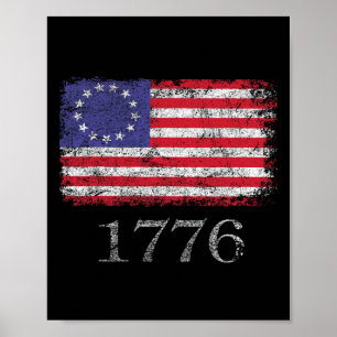 Of July T Shirt American Flag Betsy Ross 1776 Men Poster