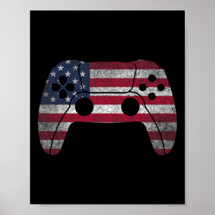 Of July T Shirt Video Game Gamer Kids Boys Men Usa Poster