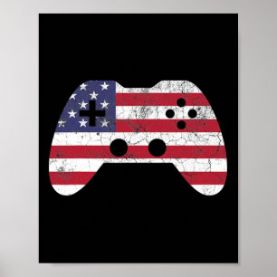 Of July T Shirt Video Game Gamer Kids Boys Men Usa Poster