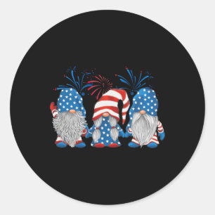 Of July Three Gnomes American Gnome Independence D Classic Round Sticker