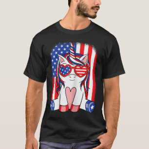 Of July Unicorn American Flag Patriotic Women Girl T-Shirt