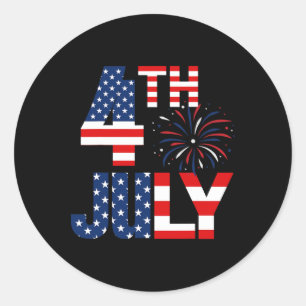 Of July Usa Flag Party Patriotic American Independ Classic Round Sticker
