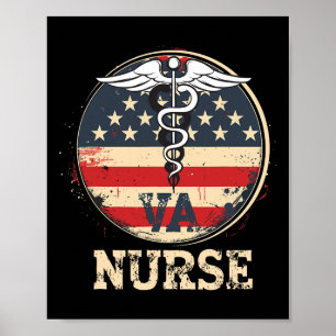 Of July Va Nurse Flag Wings Appreciation Nurse Wom Poster