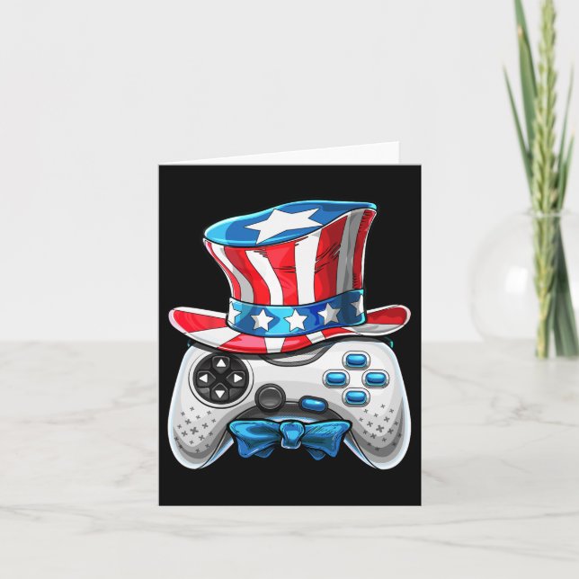 Of July Video Game American Flag Uncle Sam Gamer B Card (Front)