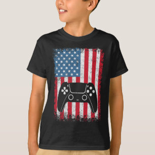 Of July Video Game Gamer Kids Boys Men Usa T Shirt