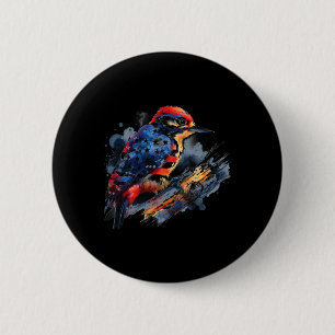 Of July Woodpecker Bird Lovers Usa Flag Patriotic 6 Cm Round Badge