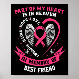 Of My Heart Is In Heaven Best Friend Breast Cancer Poster