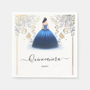 Of Ombre ivory Ice Sky Gold Royal Blue Quinceanera Napkin