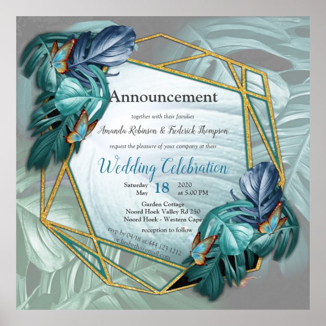 of Paradise Tropical Splash in Blues, Turquoise Poster (Front)