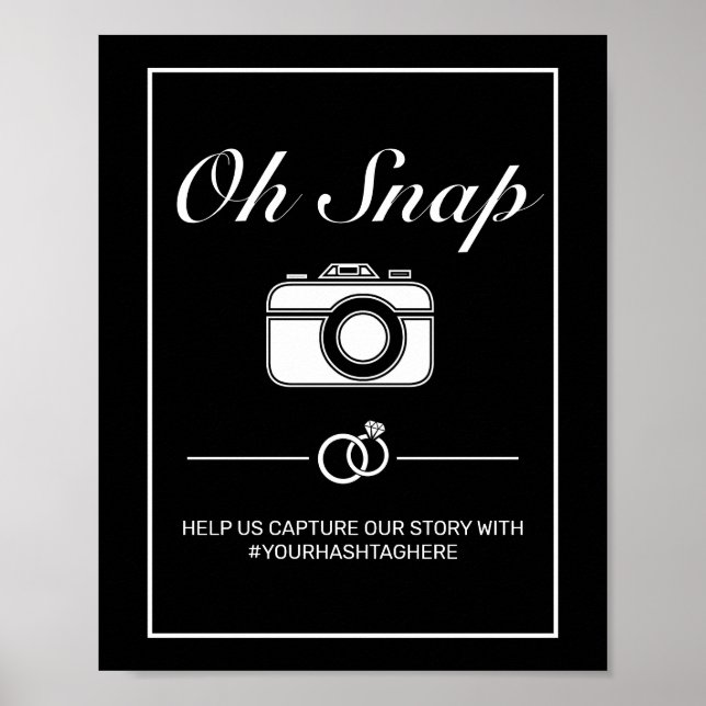 Of Snap Wedding Sign Modern Minimalist White Black (Front)