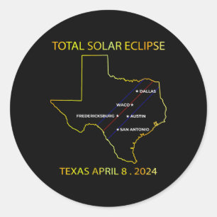 Of Solar Eclipse 2024 Interactive Map Texas Eclips Classic Round Sticker