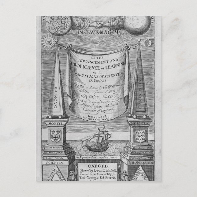 'Of the advancement and proficience of learning' Postcard (Front)